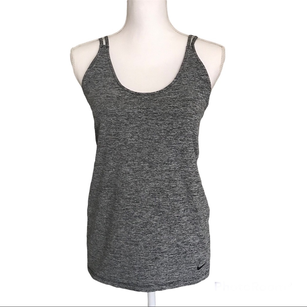 Nike Training Dri-FIT Heather Gray Strappy Athletic Tank Top Size Medium